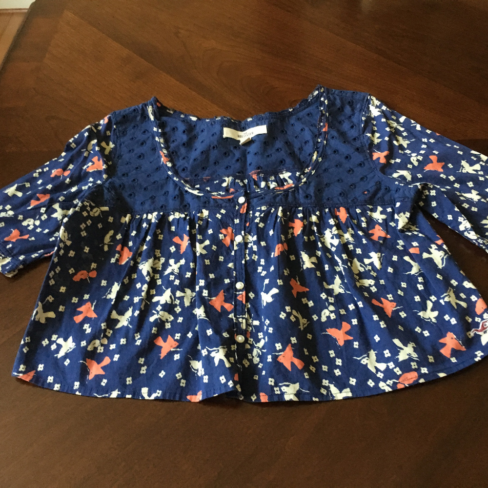Hollister Button open Printed Blouse size M
